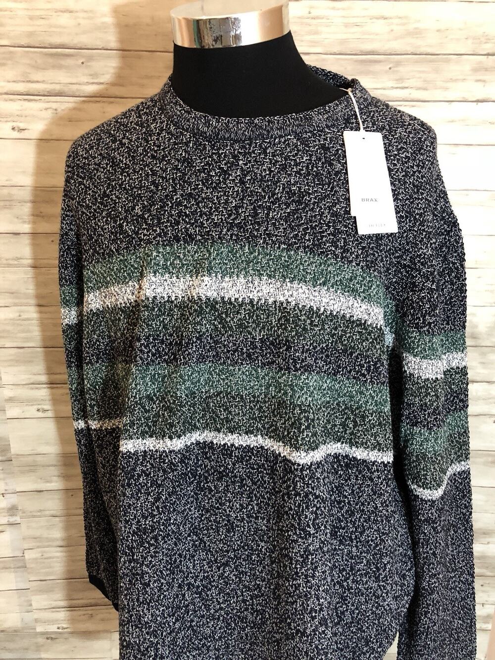 Brax Sweater Mens 3XL Pullover Sweatshirt Knit Terry Blue Long Sleeve N10